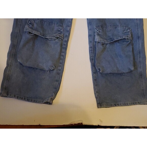 Shein Size LG Light Wash Cotton Blend Cargo Blue Jeans Multiple Pockets - Picture 7 of 11